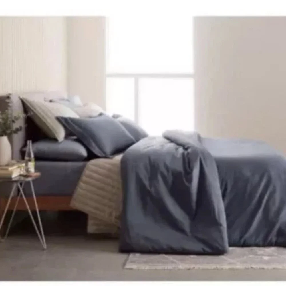 Nestwell 450TC Queen Sized Duvet Cover Blue 100% Cotton OEKO-Tex Bedding
